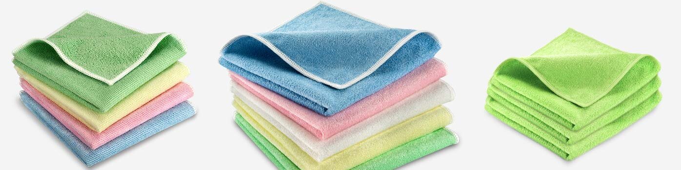 Stapel mit verschiedenen Microfasertüchern