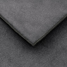 Nahaufnahme eines grauen Soft Microfasertuches. Man sieht...