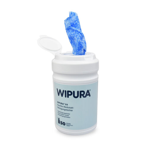 WIPURA® X4 feuchtes Werkstatt-Reinigungstuch 27x23 cm in Box à 50 Stück