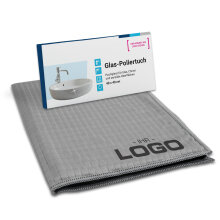 Glas-Poliertuch 40x40 cm grau inkl. Logodruck und Verpackung